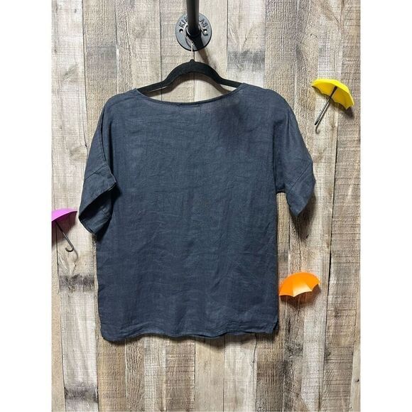 Francesca Bettini Navy Linen Top - Picture 2 of 4